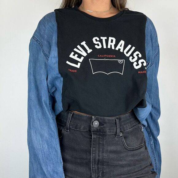 Reworked Levi’s Upcycled Western Country Long Sleeve Denim Rodeo Cowgirl Shirt - Picture 4 of 4